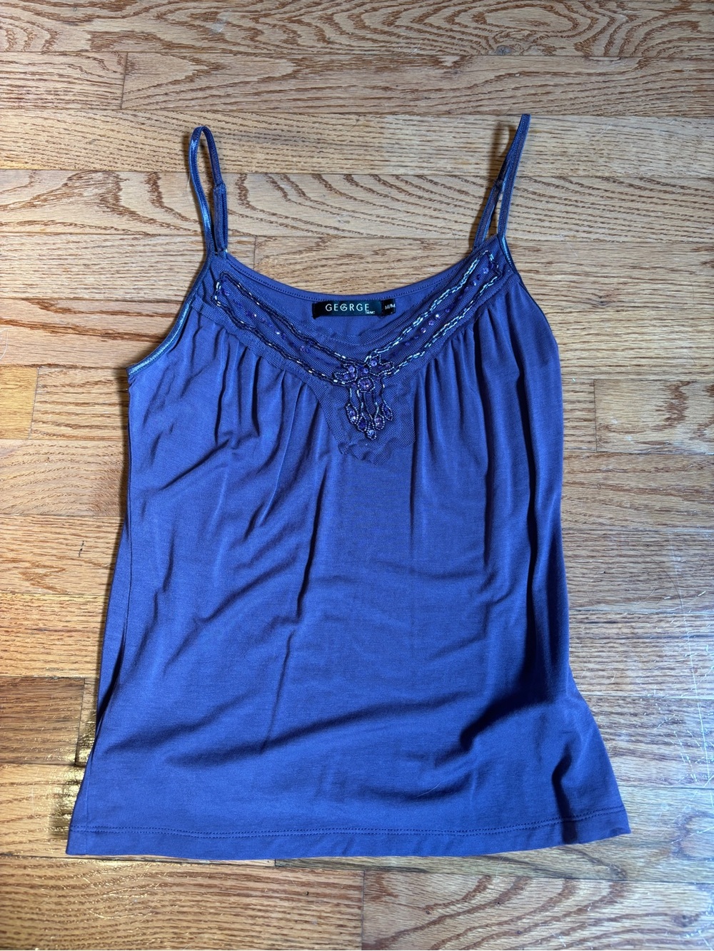 George Purple Beaded Spaghetti-Strap Camisole